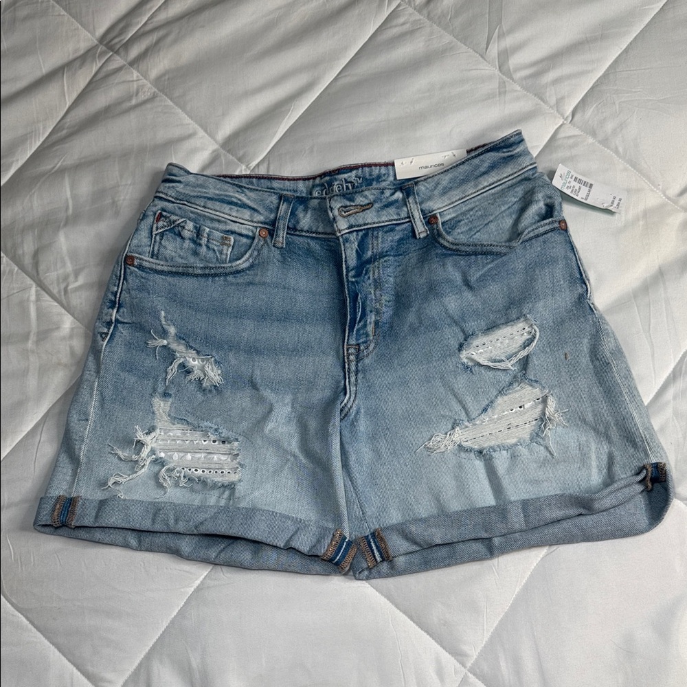 Maurices Light Blue Distressed Jean Shorts